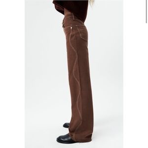 Zara high waisted full length brown jeans
